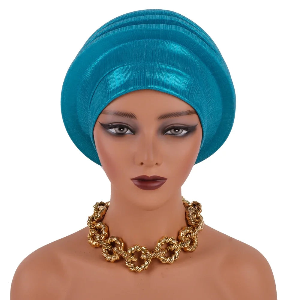 2024 Elegant Spiral Beret for Women Afrcian Lady Head Wraps Female Berets Turban Nigeria Headpiece Wedding Party Gele - NamafadStore