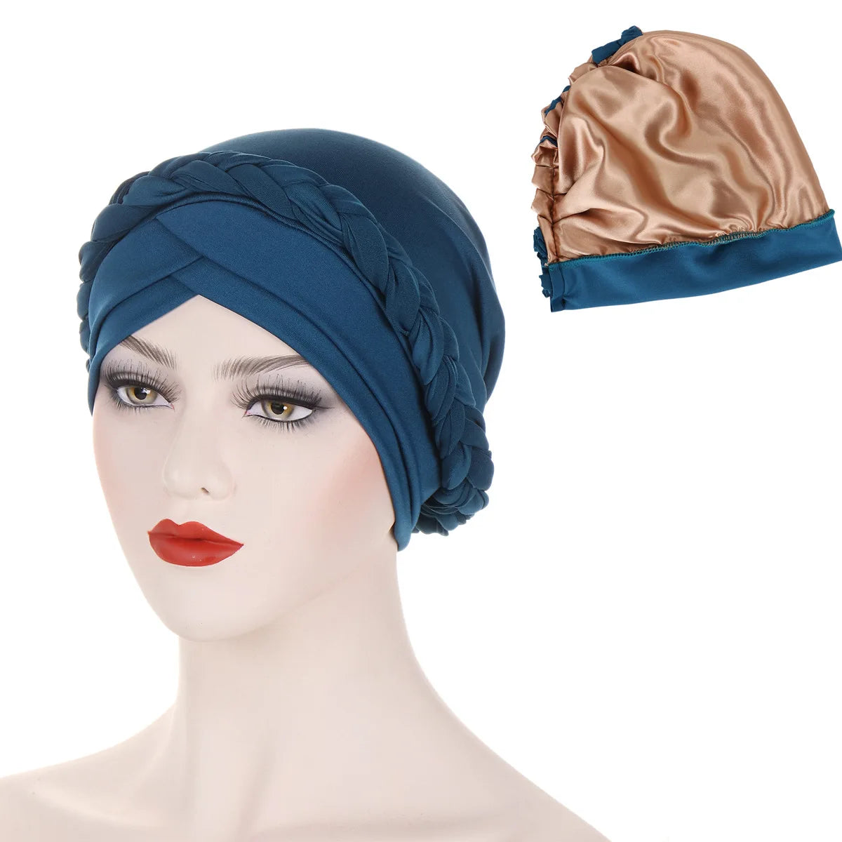 Crossed Forehead Satin Lined Muslim Turban For Women Islamic Inner Hijab Cap UnderScarf Arab wrap Head Scarves turbante mujer - NamafadStore