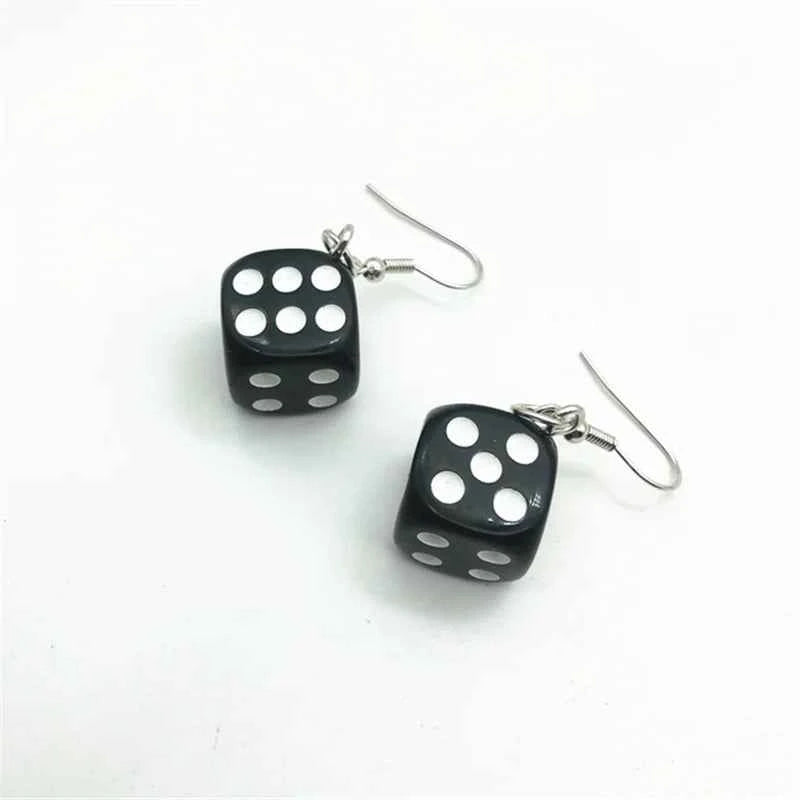 Handmade Cartoon 3D Resin Dice Drop Earring Tassel Casino Candy Color Personality Fun Jewelry for Women Female Gift