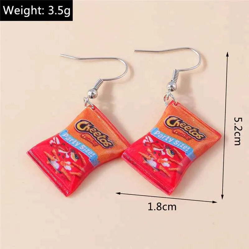 Aihua New In Fashion Women Earrings Cute Resin Food Snacks Potato Chips Earrings Handmade Party Jewelry Gifts