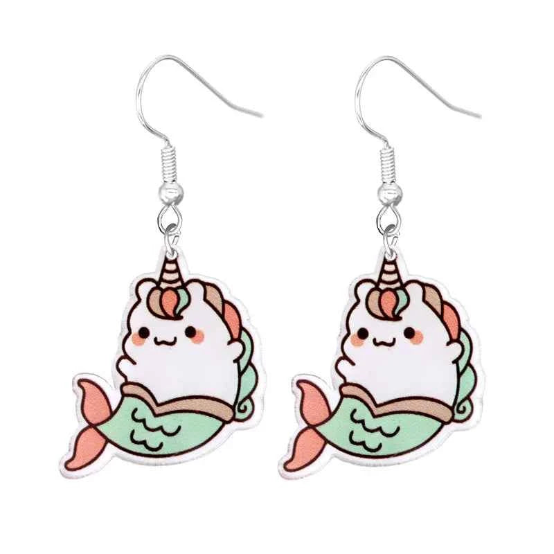 Cute Cat Design Dangle Earrings Acrylic Jewelry Adorable Gift For Women Girls Daily Casual Frog Bee Pig Hamster