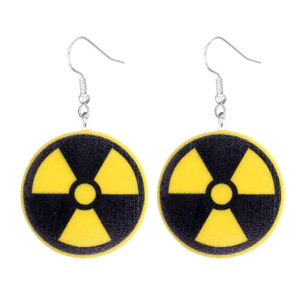 Cartoon earrings, acrylic cute, funny stop, road signs, warning signs, aliens
