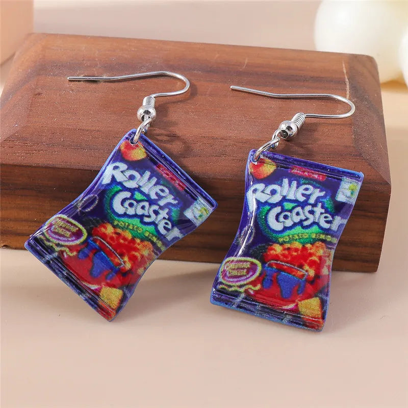 Aihua New In Fashion Women Earrings Cute Resin Food Snacks Potato Chips Earrings Handmade Party Jewelry Gifts
