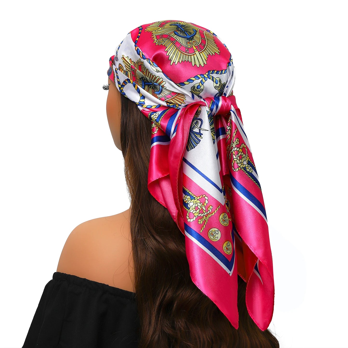 Popular Shawls Europe And America Fashion Bandannas New Print Sunscreen 90X90CM Kerchief Four Seasons Luxury Square Silk Scarves - NamafadStore