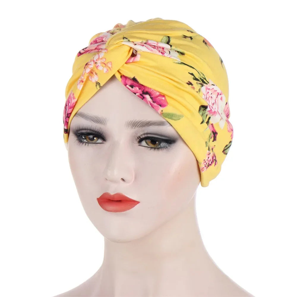Women Lady Beads Muslim Braid Head Turban Wrap Cover Cancer Chemo Islamic Arab Cap Hat Hair Loss Bonnet Beanies Fashion - NamafadStore
