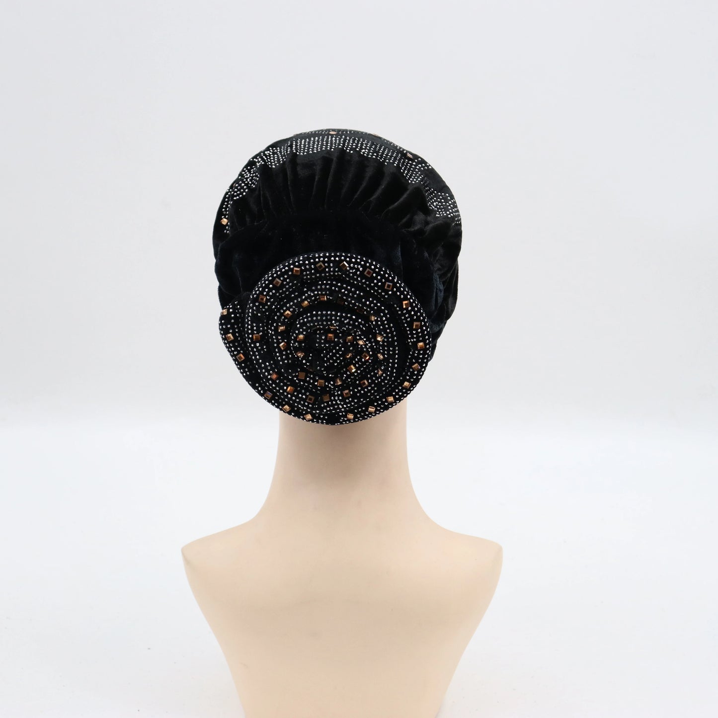 Soft Velvet Turban Cap for Women Muslim Headscarf Bonnet Elastic Female Headpiece Stylish Glitter Diamonds African Head Wraps - NamafadStore