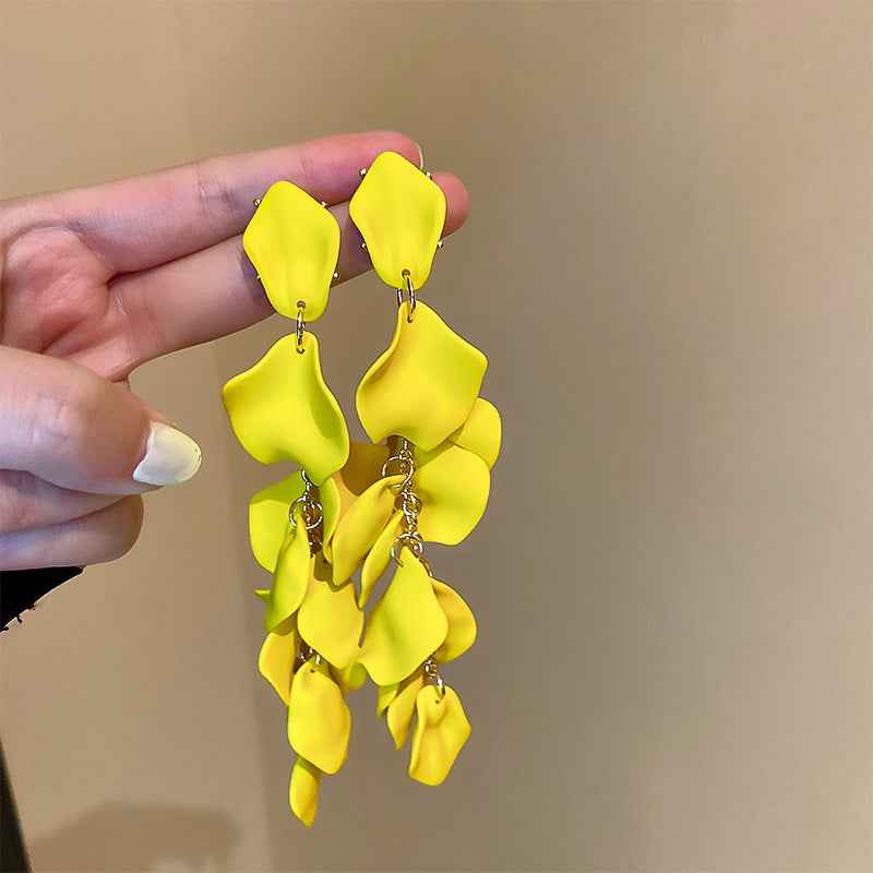 Geometry Yellow Drop Earring for Women 2023 New In Flower Earring Versatile Luxury Designer Jewelry Girls' Night