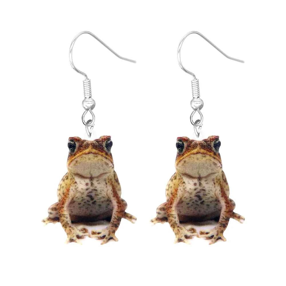 Animal earrings made of acrylic, cute and funny Hummingbird, goldfish, squirrel, parrot, owl, rooster, frog