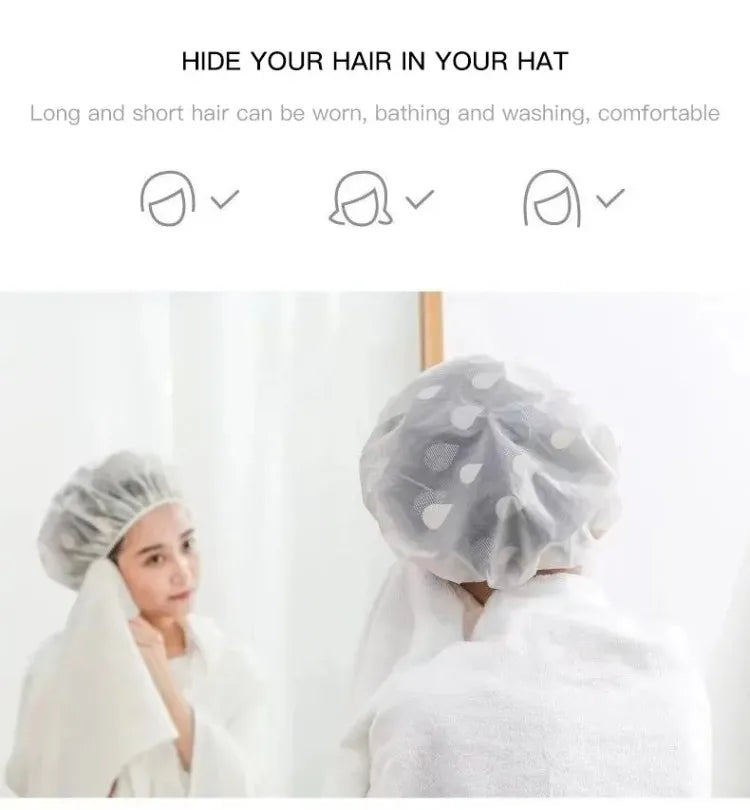 5pcs Waterproof Shower Cap WOMEN'S Household Bathing Anti-oil Smoke Hair Care Shower Cap Dry Hair Cap