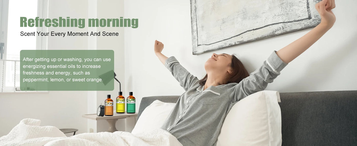 PHATOIL 100ml Essential Oils Lemon Eucalyptus Sweet Orange Cinnamon Vanilla Aroma Oils for Humidifier Diffuser Aromatherapy