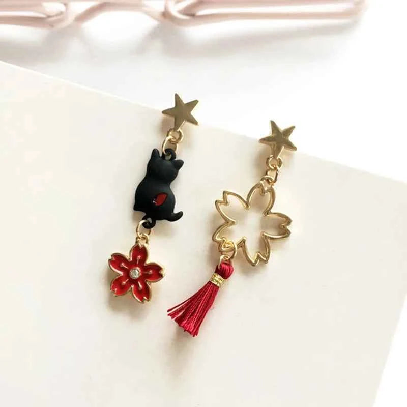 Korean Style Flower Cute Animal Rabbit Dangle Earrings For Women Strawberry Zircon Bee Asymmetrical Tassel Earring Party Jewelry