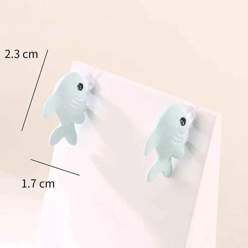 2pcs/1pair Animal Cartoon Stud Earring For Women Cute Dinosaur Little Dog Whale Clay Bite Ear Jewelry Funny Gifts Fashion