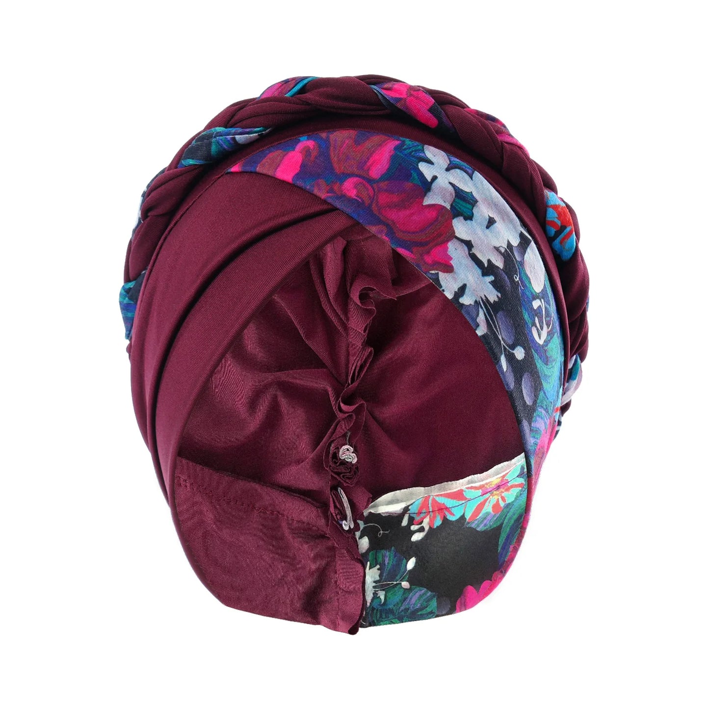 Boho Women Print Muslim Turban Scarf Braid Hijabs Cross Forehead Floral Headwear Arab Wrap Head Scarf Hair Accessories Hat - NamafadStore