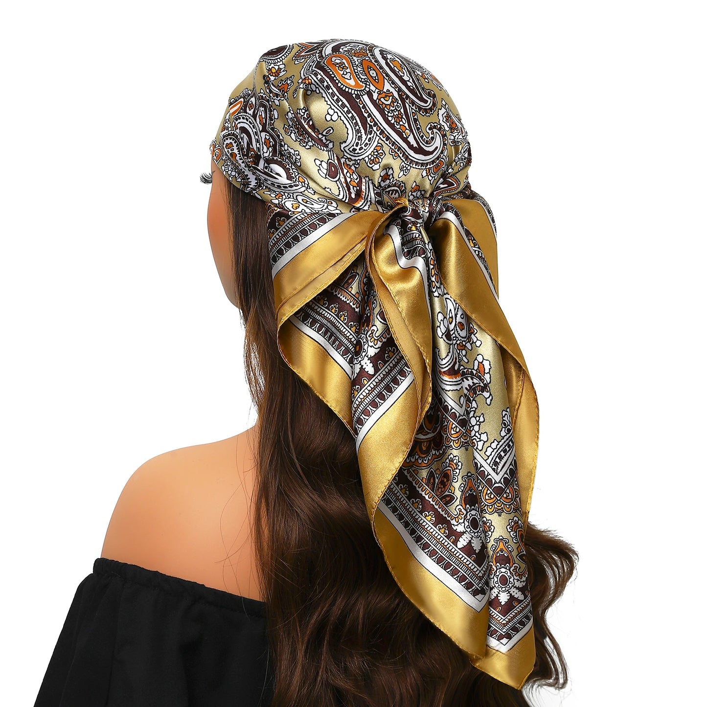 90*90cm Silk Scarf Women Print Hair Neck Square Office Ladies Shawl Bandanna Muslim Hijab Handkerchief Muffler Foulard female - NamafadStore