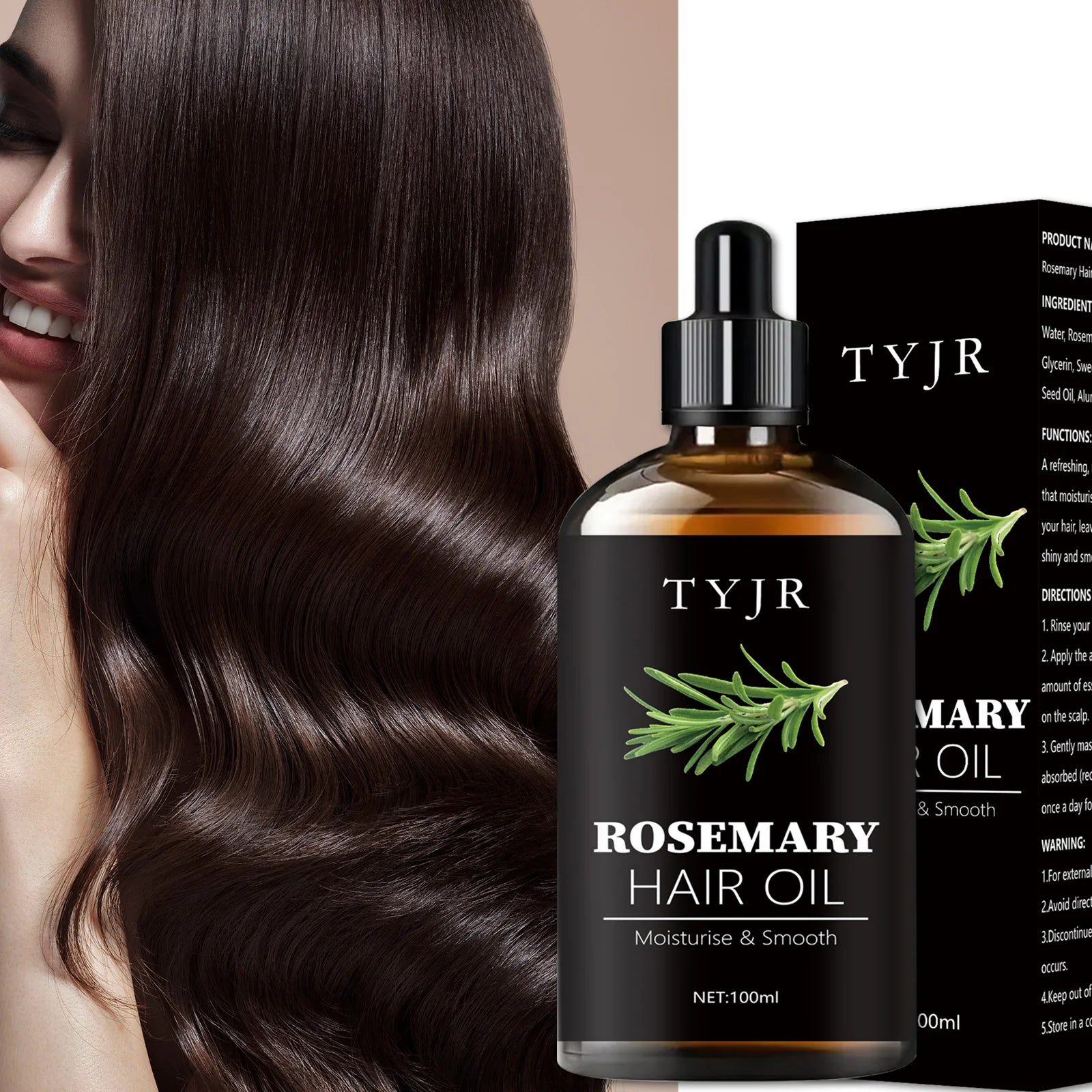 100ML Rosemary hair oil moisturizes and softens hair pure plant improves dryness essence long-lasting fragrance conditioner - NamafadStore