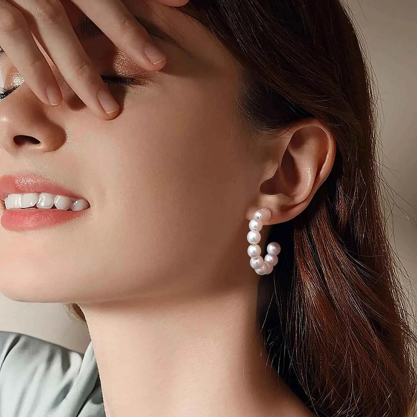 Shevalues Pearl Hoop Earrings for Women 925 Silver Needle Hoop Earrings Jewelry Trendy Luxury Fashion Vintage Small Accessories