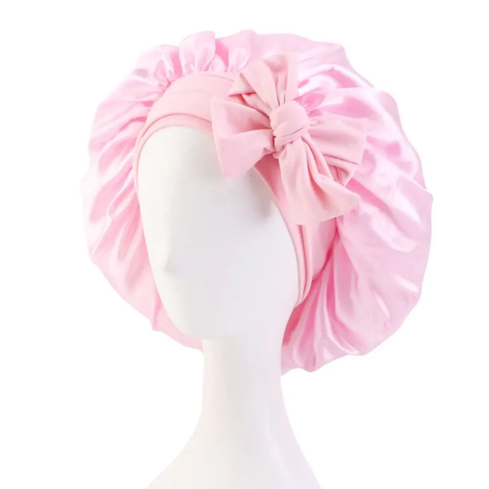 Turban Bonnet Sleeping Cap Headwear Satin With Headband Silk Nightcap Wide Band Hair Care Sleep Hat Women Children