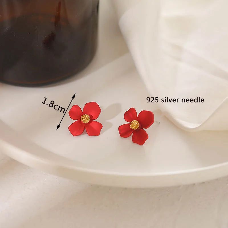 Korean New Double-layers Flower Drop Earrings for Ladies Exaggerated Women Floral Earrings Fashion Jewelry aretes de mujer