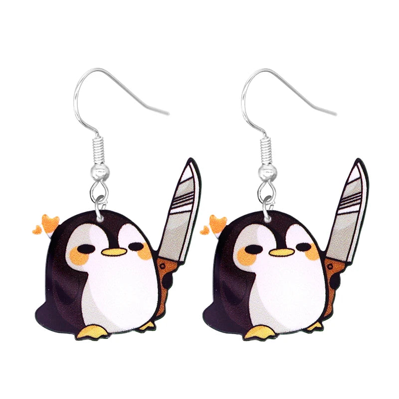 Cute Cat Design Dangle Earrings Acrylic Jewelry Adorable Gift For Women Girls Daily Casual Frog Bee Pig Hamster