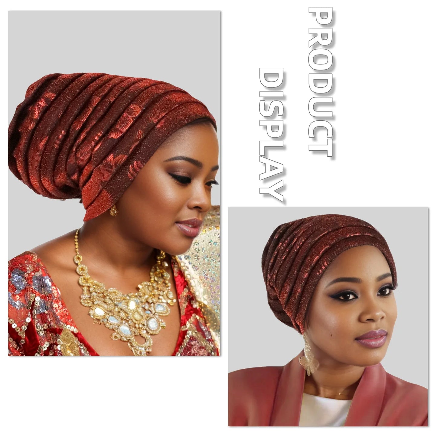 Glitter Pleated Women's Head Wraps Bonnet African Turban Cap Muslim Headscarf Bonnet Turbante mujer - NamafadStore