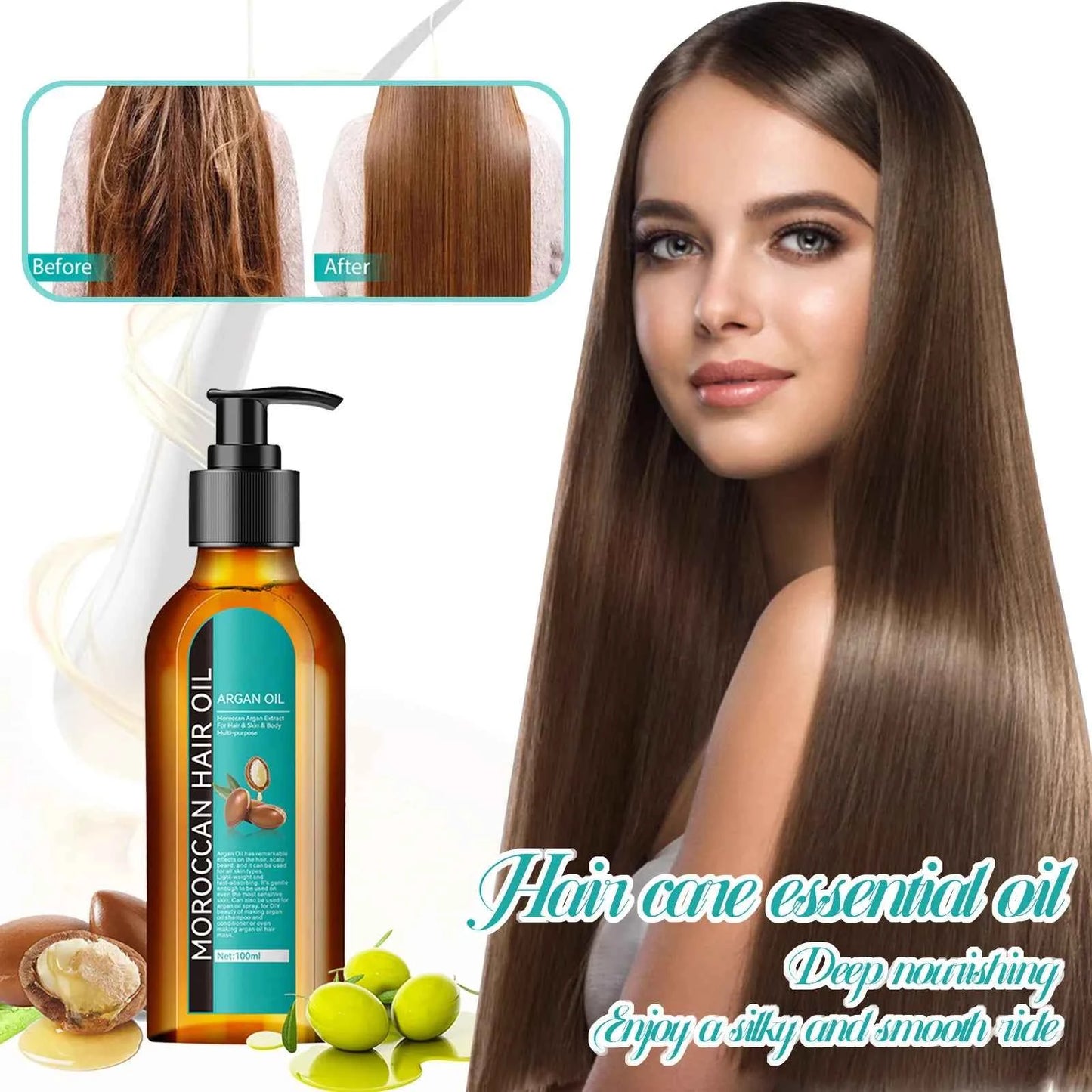 Moroccan Hair Care Oil Hair Care Oil For Dry Damaged Hair Men And Women Healthier Scalp Soft And Light Care For Damaged Hair - NamafadStore