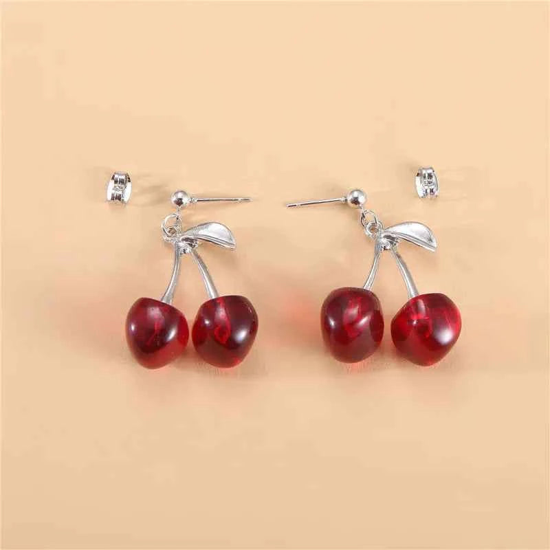 2023 New Fashion Trend Unique Design Elegant Delicate Red Cherry Stud Earrings For Women Jewelry Wedding Party Premium Gifts
