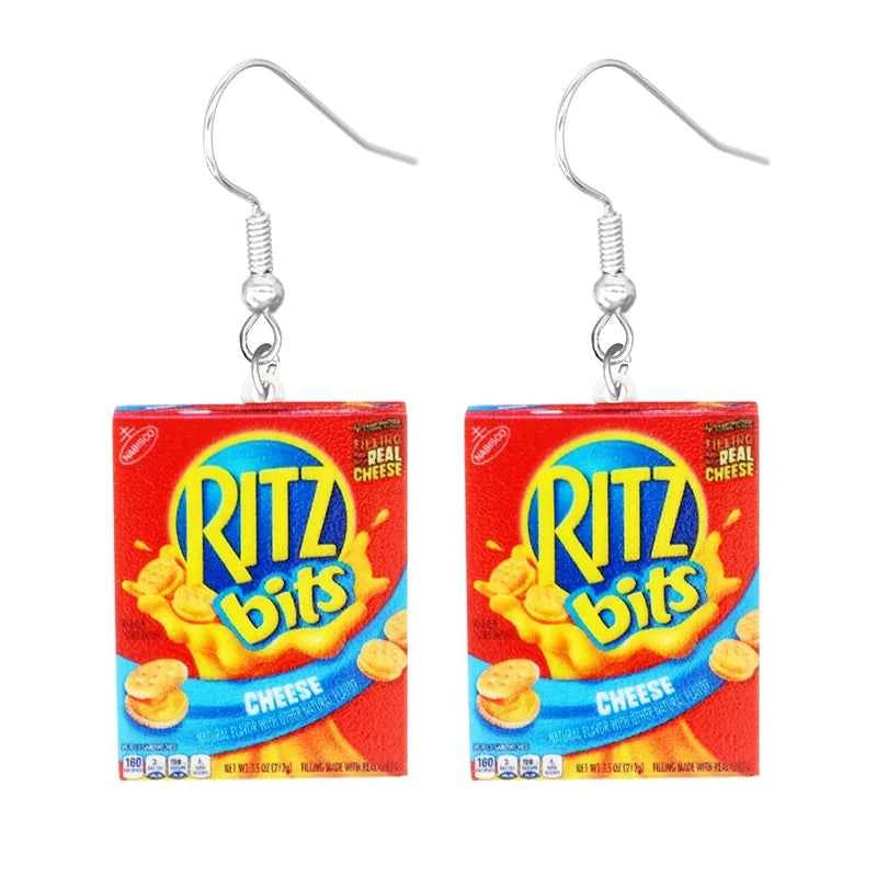 Earrings for Women 2D Acrylic Cute Snacks Potato Chips Girls Foods Funny