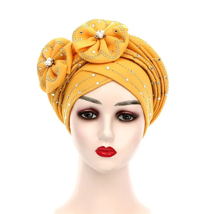 Women Braid Turbans Latest African Headtie Ladies Sequin Head Wraps African Aso Oke Winter Headtie Negerian Wedding Gele Caps
