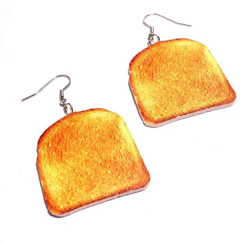 Earrings For Women Girls Hip Hop Cute Exaggeration Special Creativity Jewelry Pizza Hamburger Fried Egg Chicken Leg Toast