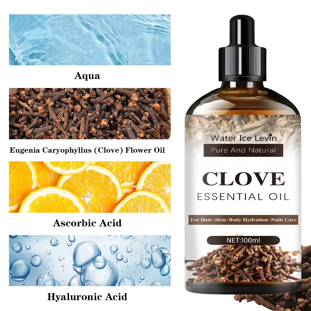 Clove Essential Oil Body Massage Diffusing Aromatic oil for easy firming for hair - Skin - body Moisturizing - nail care