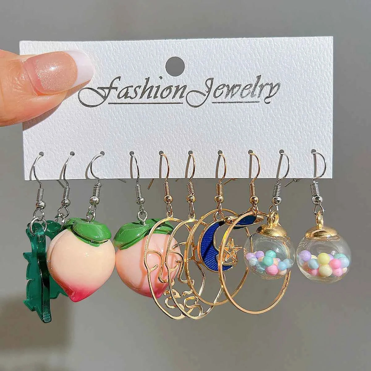 Candy Color Acrylic Earrings Set for Women Dopamine Bohemian Animal Cloud Fruit Drop Earrings for Girls Party Y2K Jewelry