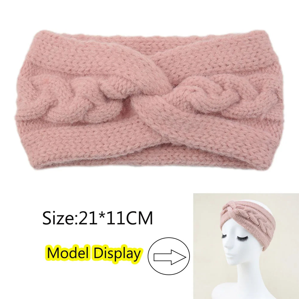 Winter Knitted Headbands for Women Warm Woolen Knitting Ear Warmer Cross Knot Turban Headwear Girls Hair Band Hair Accessories - NamafadStore