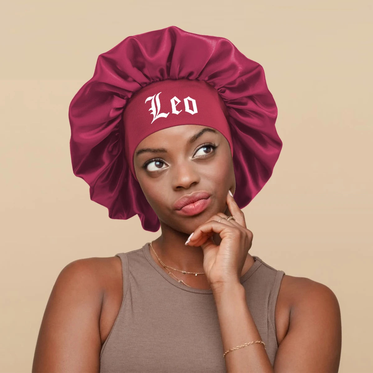 1PConstellation printing satin wide band sleep bonnet ,soft sleeping bonnet with wrap band,make up washing face daily use bonnet - NamafadStore