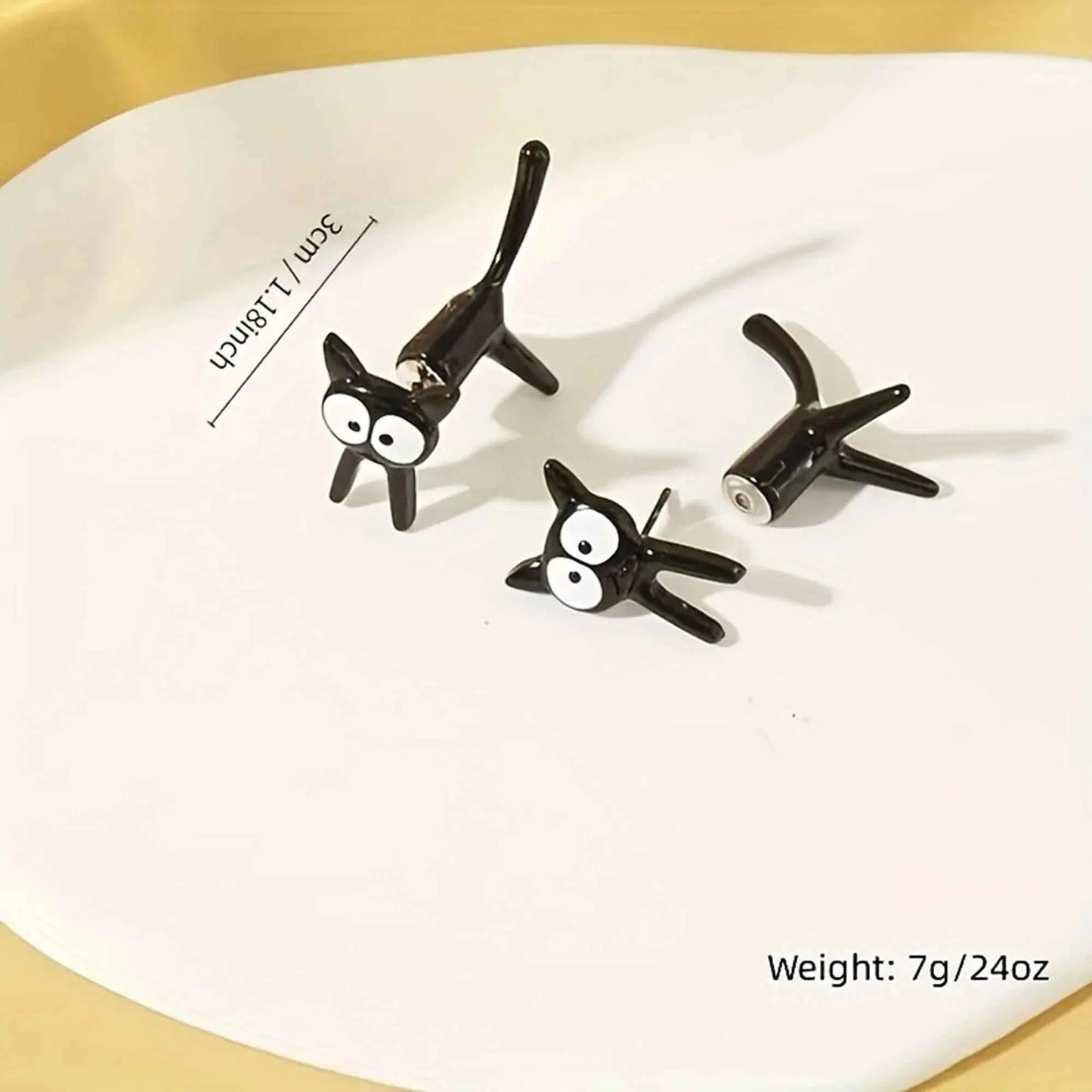 Black Color Cat Design Earrings Stud Trendy Ins Girls Cute Women Earring Animal Design Black Painting