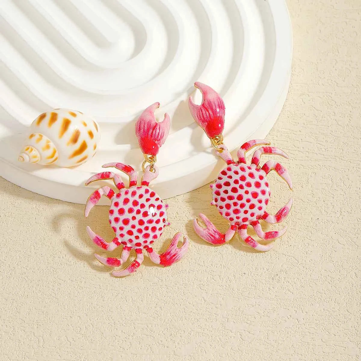 Fashion Enamel Sea Animal Dangle Earrings For Women Cute And Fun Summer Beach Starfish Lobster Crab Jewelry 2025 Ear Accessories