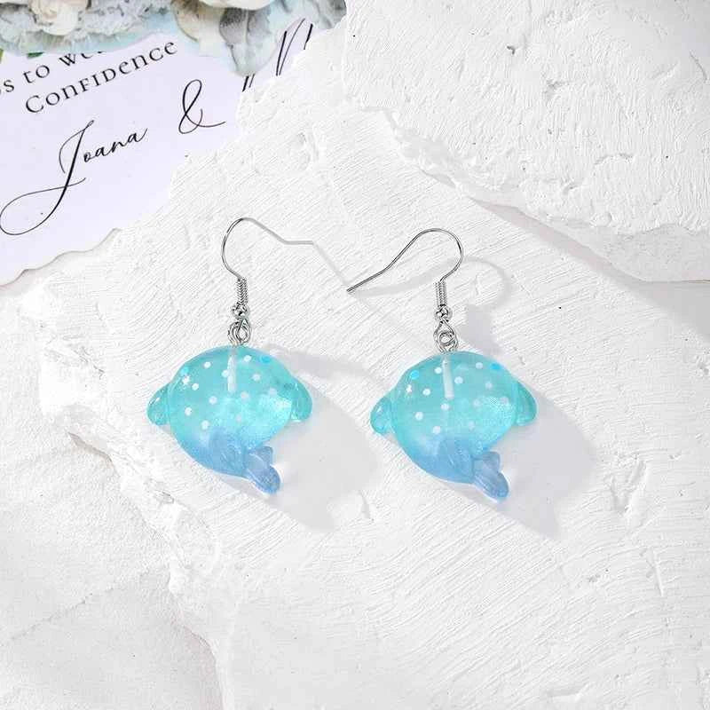 Resin Marine Animal Octopus Whale Drop Earrings For Women Gift New Cute Creative Funny Shark Sea Lion Pendant Eardrop Jewelry