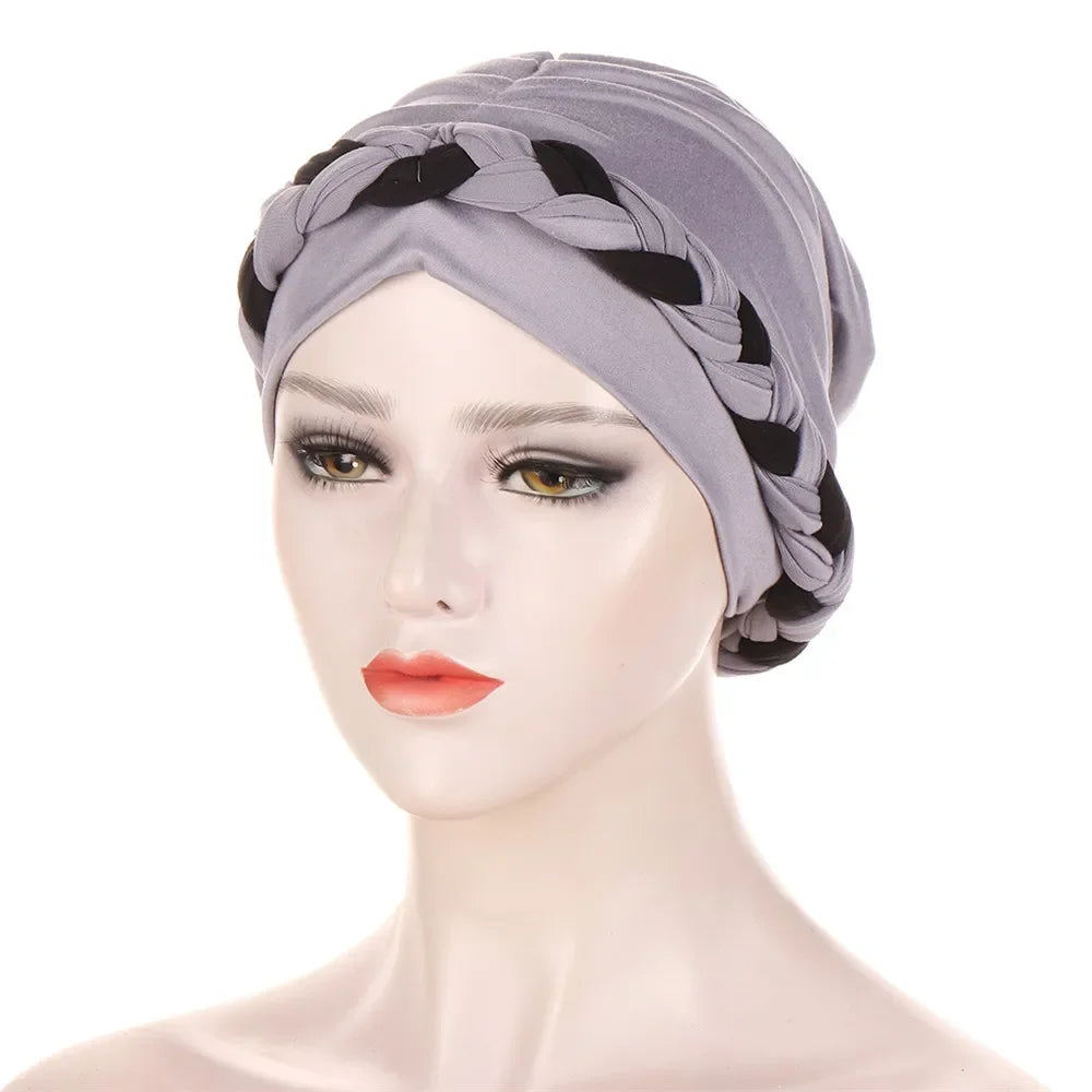Women Muslim Braid Turban Hat for Cancer Chemo Hair Loss Cover Beanie Bonnets - Stylish and Comfortable