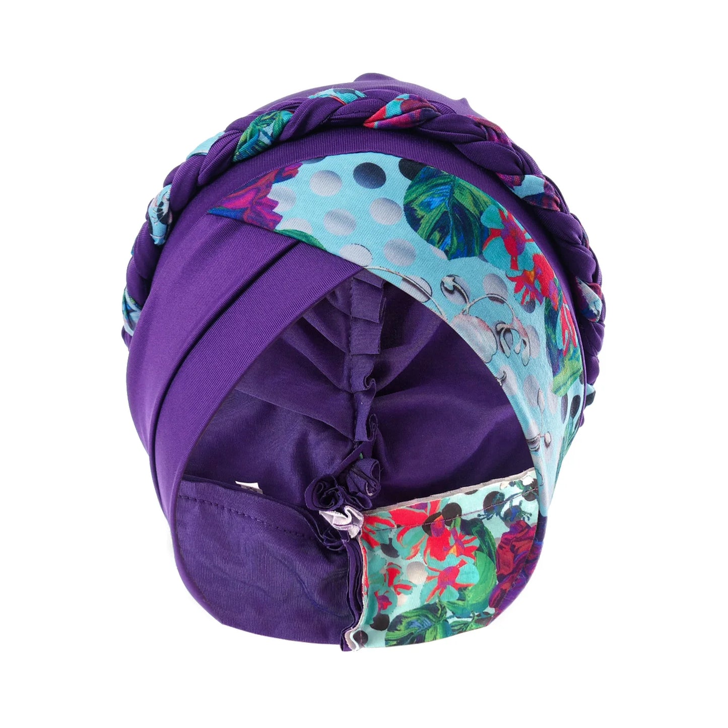 Boho Women Print Muslim Turban Scarf Braid Hijabs Cross Forehead Floral Headwear Arab Wrap Head Scarf Hair Accessories Hat - NamafadStore