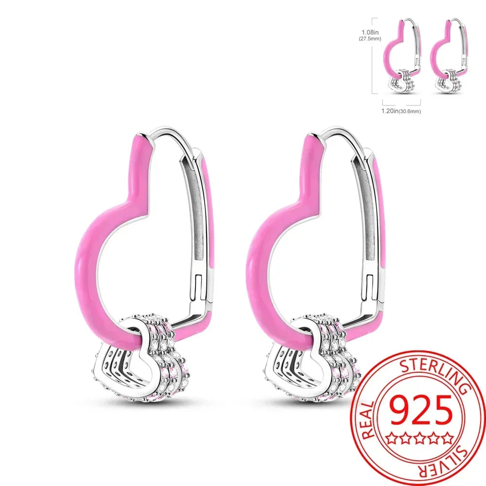 Pink Series 925 Sterling Silver Romantic Flower Butterfly Unicorn Tulip Geometry Earrings Boutique Fine Jewelry Gifts for Women