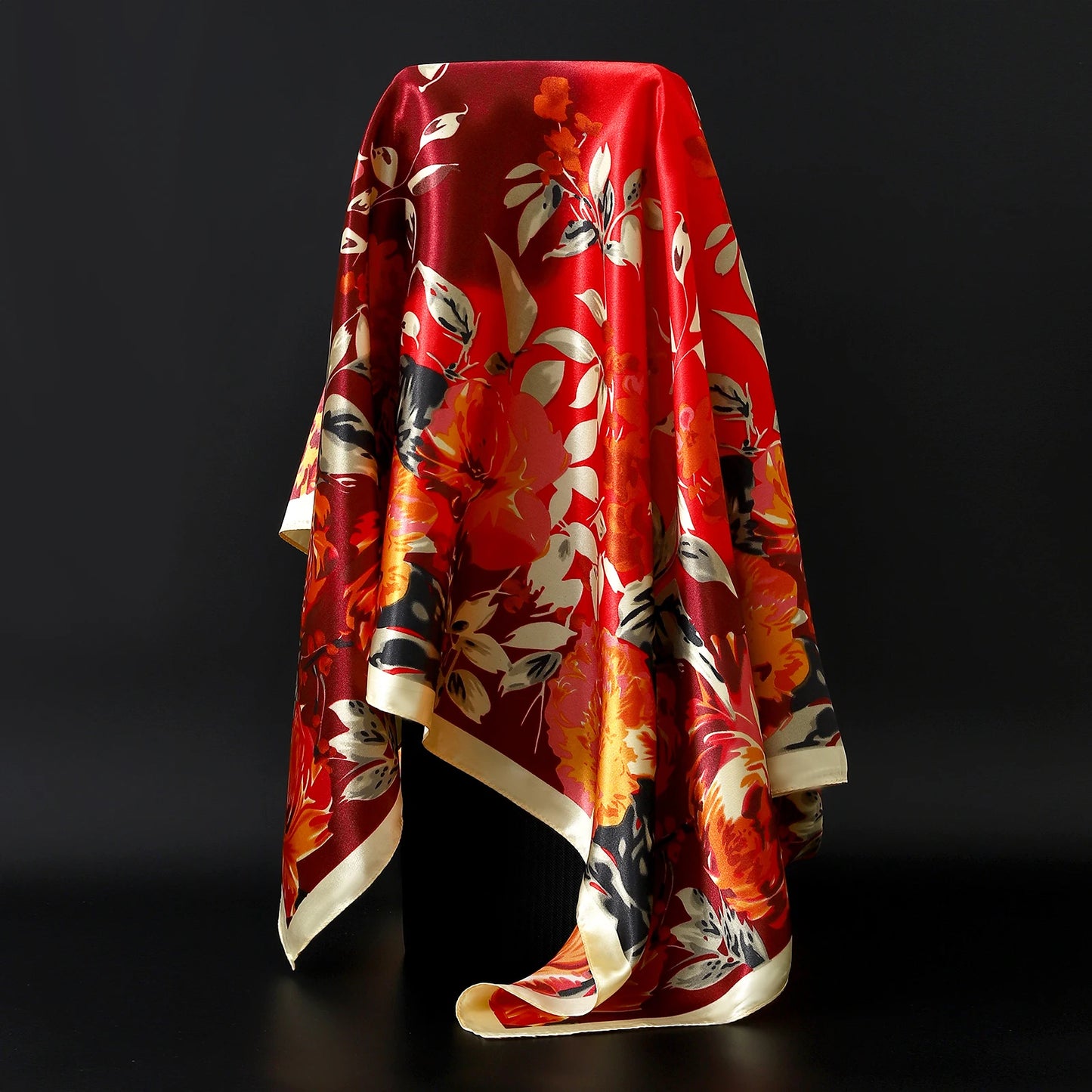 90*90cm Silk Scarf Women Print Hair Neck Square Office Ladies Shawl Bandanna Muslim Hijab Handkerchief Muffler Foulard female - NamafadStore