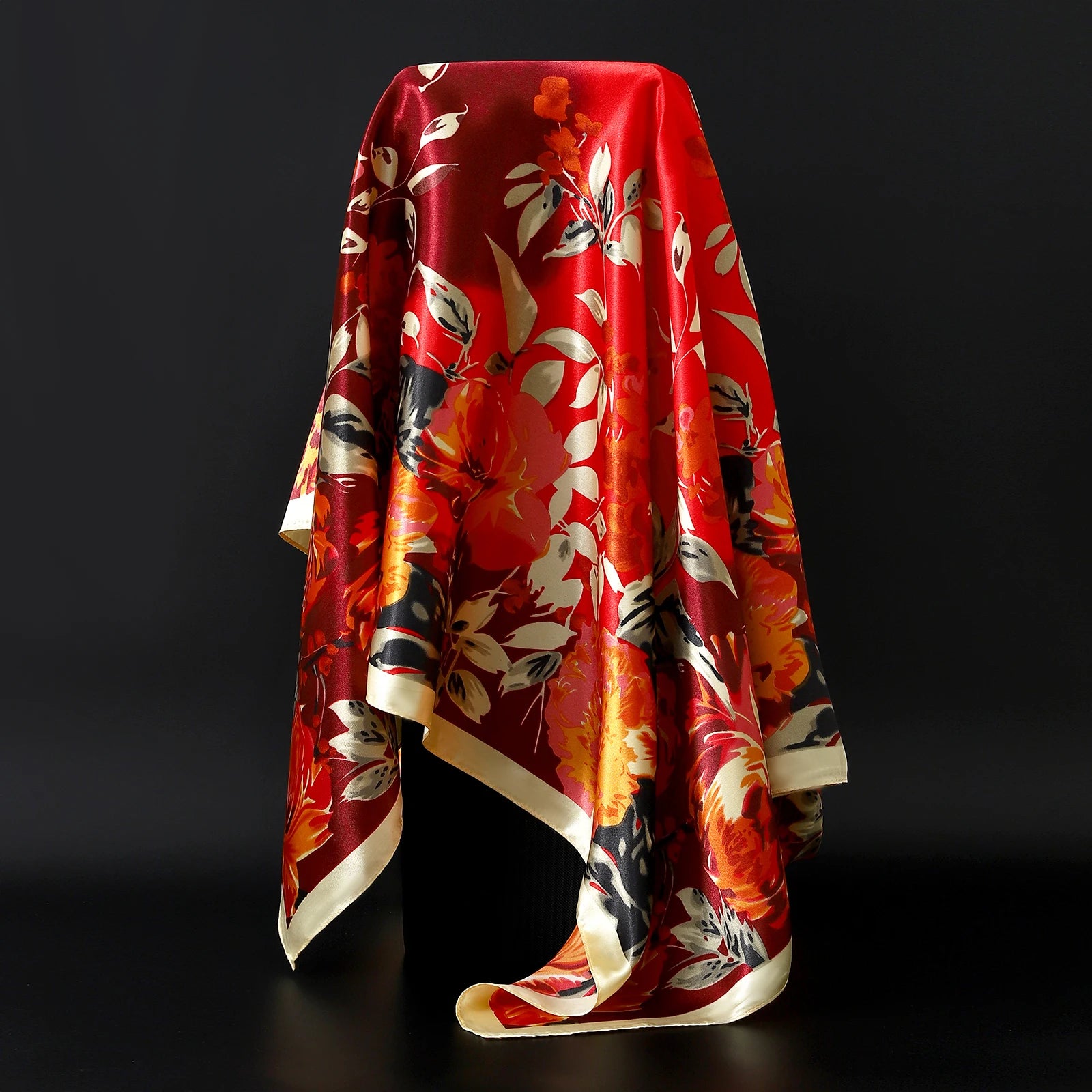 90*90cm Silk Scarf Women Print Hair Neck Square Office Ladies Shawl Bandanna Muslim Hijab Handkerchief Muffler Foulard female - NamafadStore