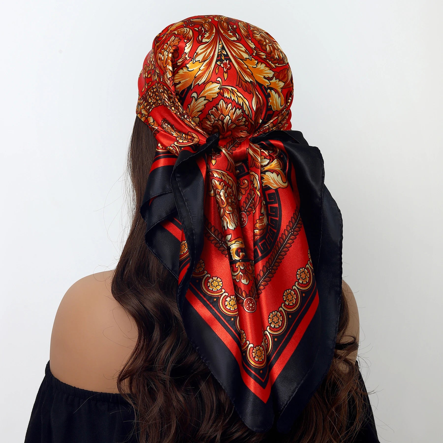 Popular Shawls Europe And America Fashion Bandannas New Print Sunscreen 90X90CM Kerchief Four Seasons Luxury Square Silk Scarves - NamafadStore