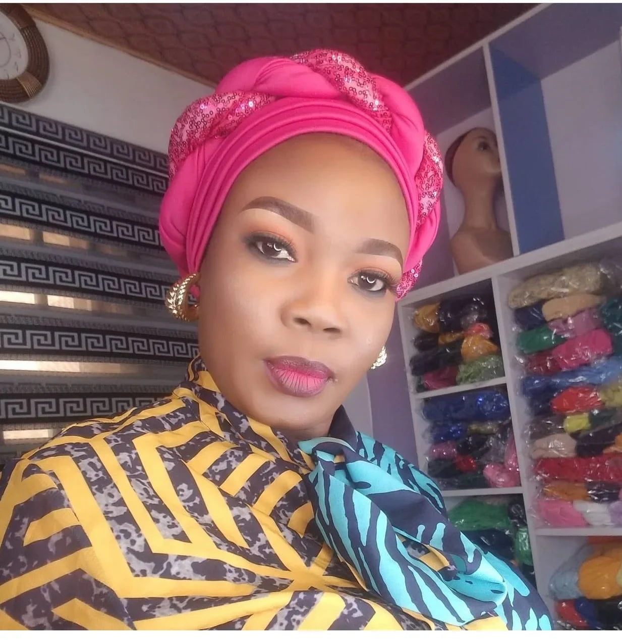 Women Braid Turbans Latest African Headtie Ladies Sequin Head Wraps African Aso Oke Winter Headtie Negerian Wedding Gele Caps