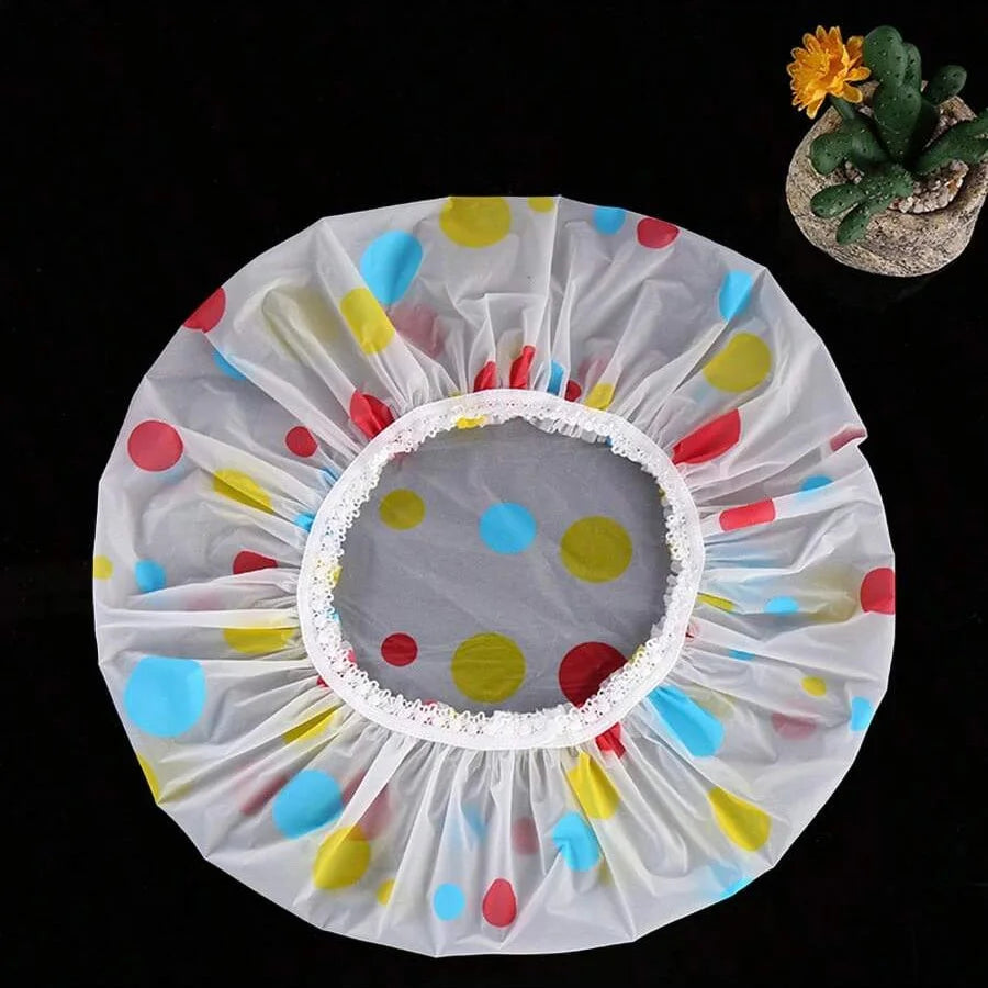 5pcs Waterproof Shower Cap WOMEN'S Household Bathing Anti-oil Smoke Hair Care Shower Cap Dry Hair Cap