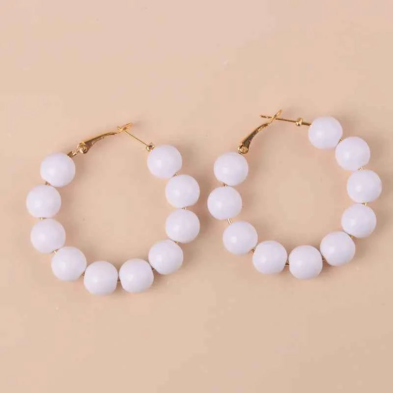 Summer dopamine bead candy colored acrylic earrings exaggerated and fashionable circular women's earrings