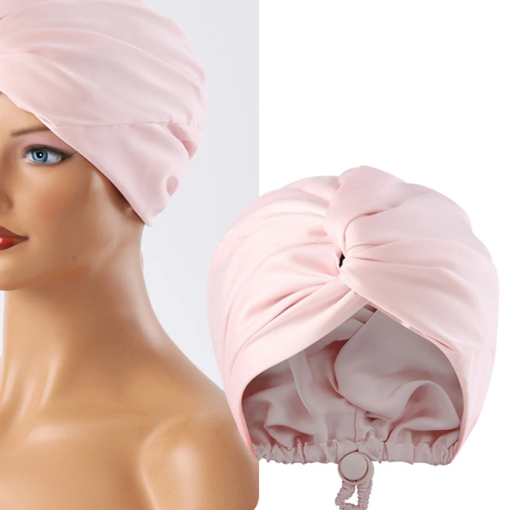 Unisex Solid-Color Adjustables Silk Satins Hair Bonnets High Elasticity Soft Sleep Cap For Women Men - NamafadStore