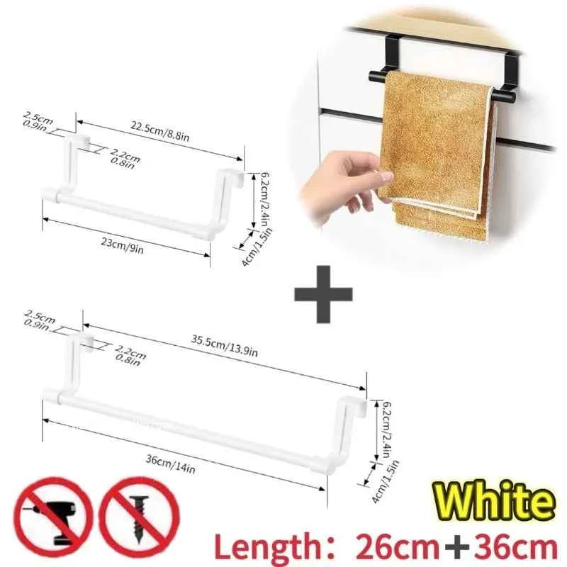 1/2pcs Wall-Mounted Kitchen Cabinet Towel Rack - Space-Saving Dishcloth Holder for Home and Bathroom No Drilling Require