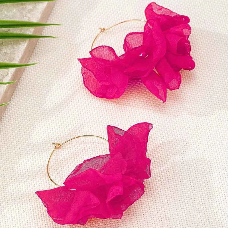 Coloured Flower Earrings for Women Simple Fashion Ear Jewelry Accessories Hot Sale Party Gift 2025 New Style