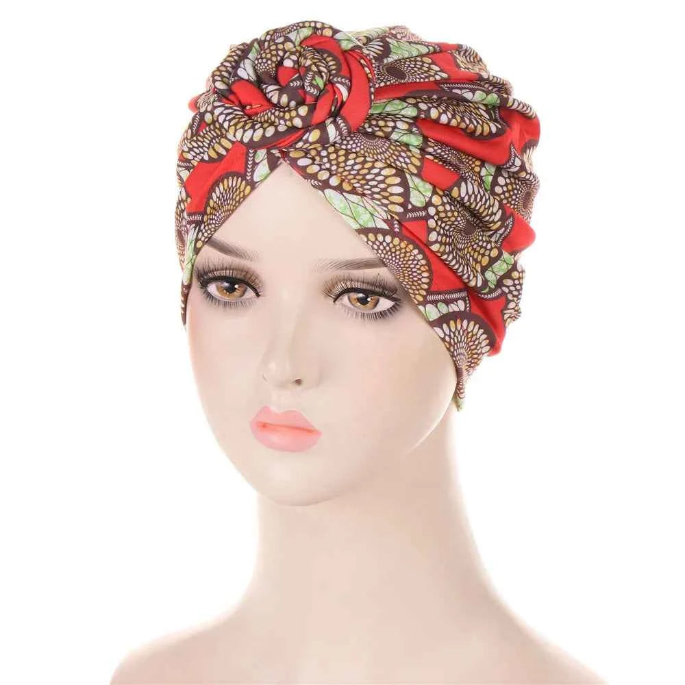 New Muslim Turban Hat African Twist Knot Flower India Hat Head Cover Bonnet Headscarf Ladies Chemo Cap Bandanas Hair Accessories - NamafadStore