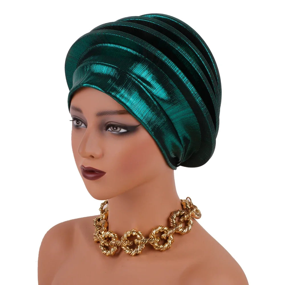 2024 Elegant Spiral Beret for Women Afrcian Lady Head Wraps Female Berets Turban Nigeria Headpiece Wedding Party Gele - NamafadStore